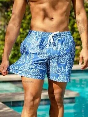 Chubbies Stretch 5.5" Swim Trunks Blue Pineapples Size XL